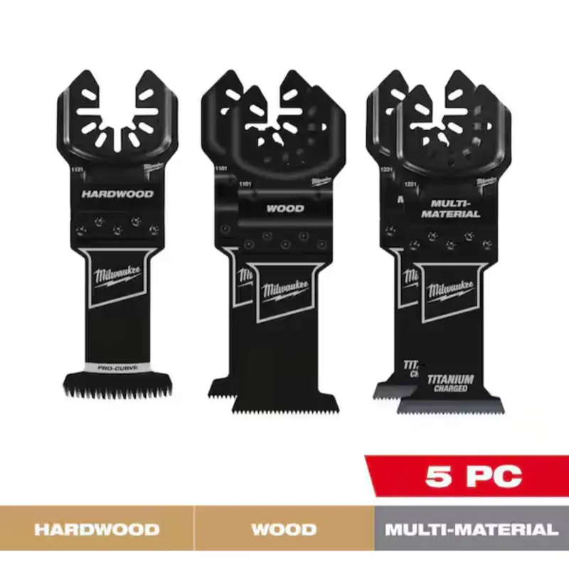 Milwaukee OPEN-LOK Variety Oscillating Blade Set w/ Japanese Hardwood Blade (5-Piece)