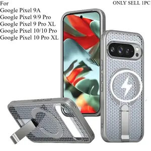 For Google Pixel 10 9 Pro XL 10A 9A Transparent particle heat dissipation PC board bracket magnetic phone case Protection protective cover