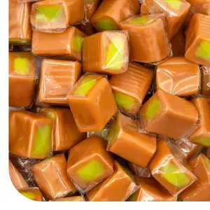 Caramel Cubes Candy - 2 Pound Pack (150 Count) - Green Apple Filling - Individually Wrapped