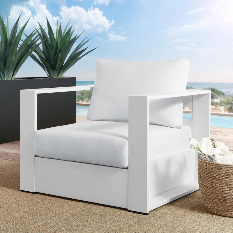Modway Tahoe Outdoor Patio Powder-Coated Aluminum Armchair in White White