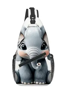 Cute Baby Elephant Pattern Full-Panel Print Chest Bag