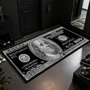 Black Dollar rug, 1 Count $100 Dollar pattern rug, soft comfortable non-slip floor mat, Machine washable, Home Decorative Rug, Boys room decor, gifts for boys, suitable for bedside, kitchen, bedroom, bathroom, living room and other scenes. long rug.