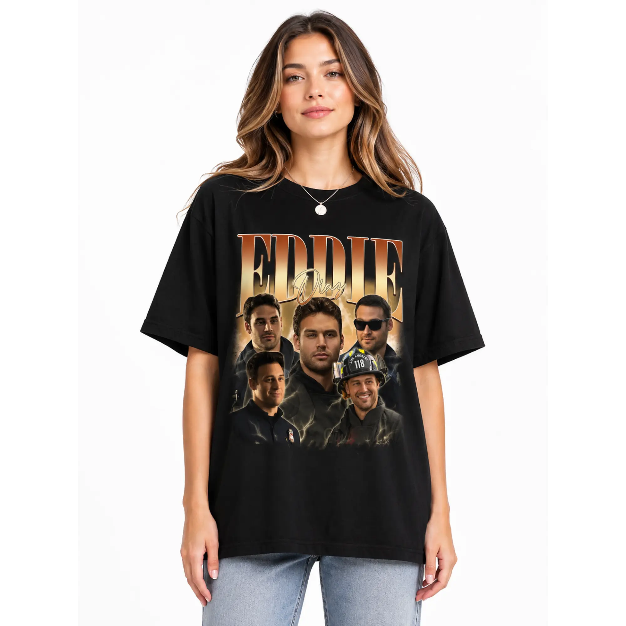 Eddie Diaz 9-1-1 T-Shirt, Firefighter TV Show Tee, Retro Vintage Graphic Shirt, Unisex Fan Gift, Aesthetic Streetwear Tee