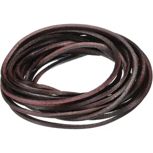 3.3 Yards 2mm Flat Leather Cord Leather Lacing Strips for DIY Crafts Coffee