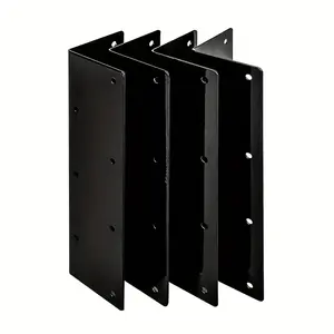 4 pieces of thick 90-degree right-angle brackets (with 1 pack of 56 screws), black bed fixing angle steel, universal connector for RV and kitchen furniture, large metal hardware accessories