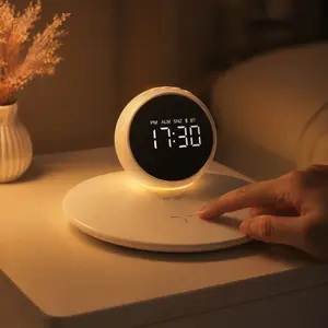Premium Bedside Alarm Clock with Wireless Charger - Features 15W Fast Charging, Digital Clock & Customizable Night Light for Any Room