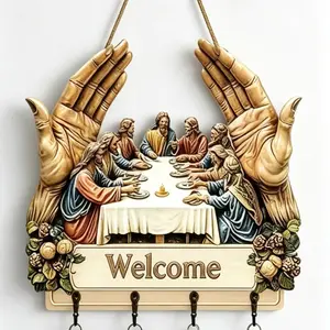 The Last Supper Welcome Key Holder, Religious Wall Art Key Rack