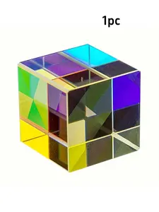 1 Piece Colorful Crystal Prism Optical Glass X Cube RGB Light Dispersion Educational Gift for Ages 14+ Mixed Colors Glass Prism