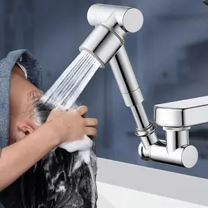 1440° Rotatable Kitchen Faucet, Universal Faucet with Telescopic Arm, Double Gear Robotic Arm Universal Faucet, Splash Proof Faucet for Wash Basin