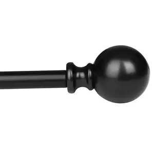 48-86 in. Adjustable Curtain Rod with Round Finials - Black
