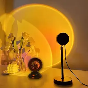 Viral Aesthetic Sunset Mood Lamp, Room Tour Dorm Essential 16 Color RGB LED Ambient Light, 360° Rotating Adjustable Brightness Remote Control Night Light, Multi-use Light for Bedroom Decor Photo Selfie Party, Housewarming Gift