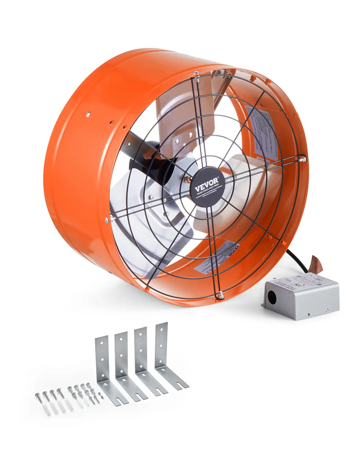 【SummerFinds】VEVOR 15-Inch Gable Mounted Fan, 1650 CFM Powerful Attic Exhaust Fan with Adjustable Thermostat & Outer Mesh, Socket-Powered/Wire-In Option, Cools 2360 Sq.Ft for Roof & Garage, Socket-Powered Wall-Mounted Fans