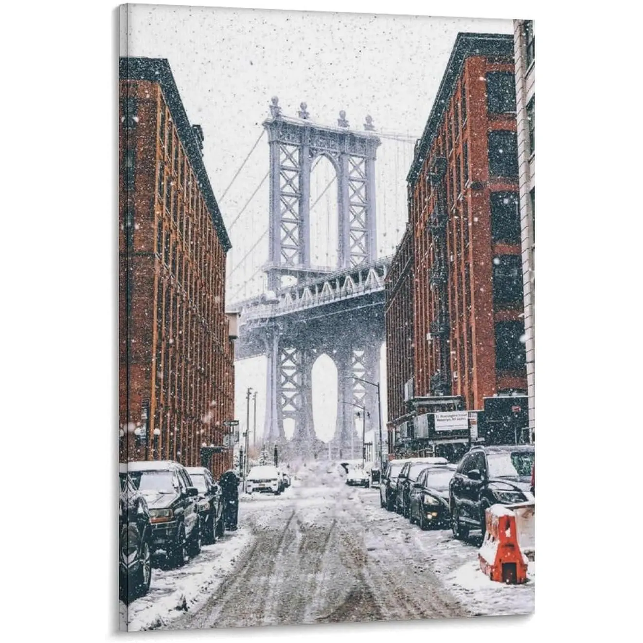 Artistic New York Brooklyn Printable Wall Art - Manhattan Bridge, Washington Street Decor Photo Poster for Teen Boys’ Room Canvas, Artwork