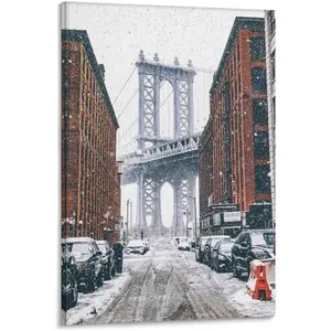 New York Brooklyn Printable Wall Art, Manhattan Bridge, Washington Street, Poster Print for Teen Boys Room Wall Art Canvas Painting Print