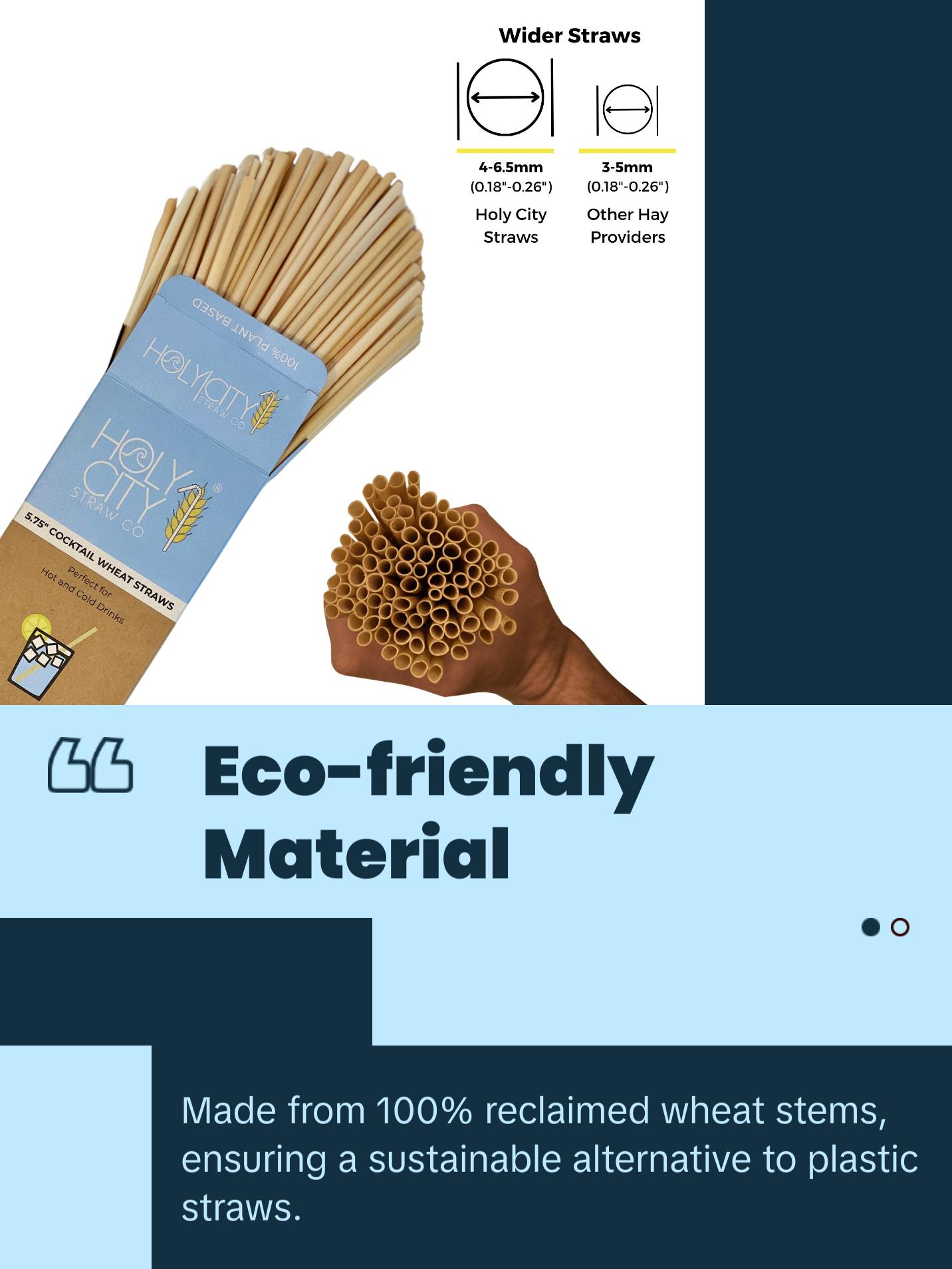 Holy City Straw Co. Tall Wheat Straws | 100-12000ct. | 7.75" | 100% Plant-Based, Never Soggy, Gluten-Free | Sustainable Alternative to Plastic Straws Holy City Straw Co. Tall Wheat Straws | 100-12000ct. | 7.75" | 100% Plant-Based, Never Soggy, Gluten-Free | Sustainable Alternative to Plastic Straws