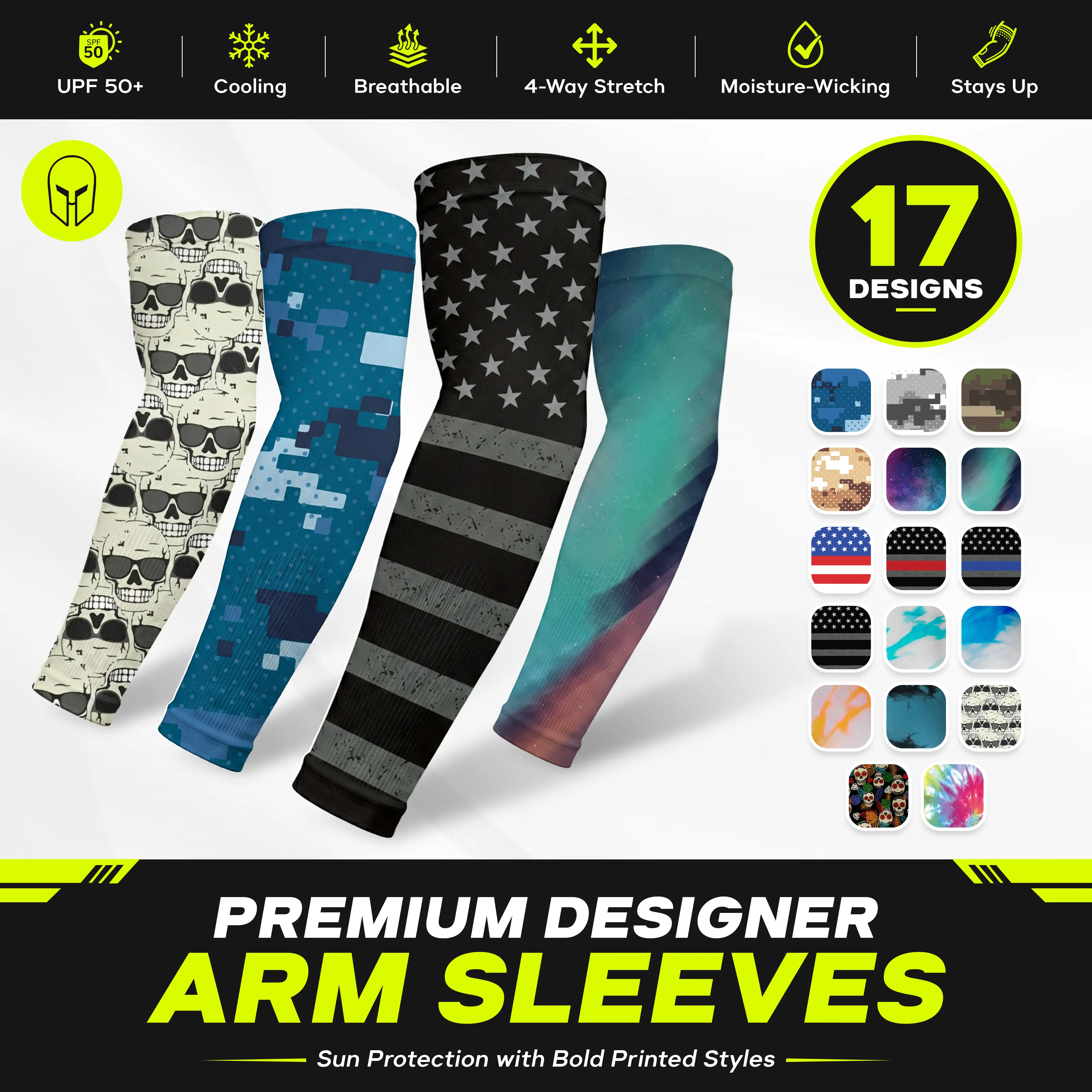 ARMORAY Designer Arm Sleeves for Men & Women, UPF 50+ UV Protection Cooling Tattoo Cover Sports Sleeves – Turquoise & Purple
