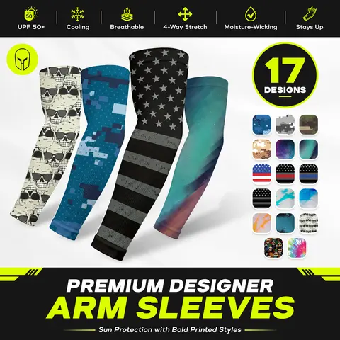 ARMORAY Designer Unisex Cooling Arm Covers - Spandex Blend, Stretch Fit, Bold Turquoise & Purple Print, UPF 50+ UV Protection, Tattoo Cover-Up, Full Forearm Support, Breathable Long Sleeve, One Size, Multi Sports Sleeves