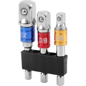 3 count Impact Grade Socket Adapter Set, 1/2" 3/8" 1/4" Impact Driver Socket Adapter Hex Shank Drill Bit Adapters for Cordless Drill  Power Drills