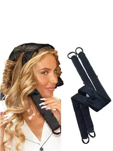 Curling Hair Set, Satin No-Heat Hair Curlers, Plush Cloth Hair Curling Wand And Curling Iron, Suitable For Overnight Use, High Rebound Rubber Filling, Hair Curlers,Curly Hair Brush,Rollers,Curly Hair Products No Damage Gift Black, Heatless Hair Curlers