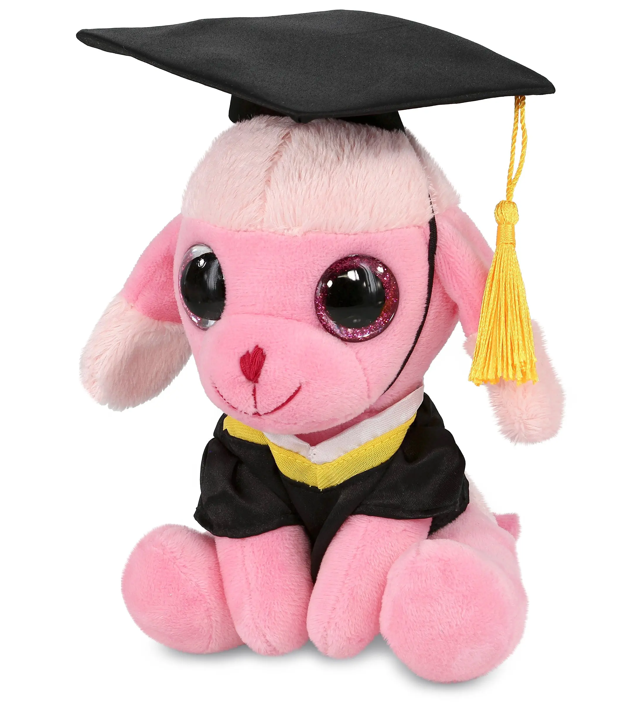PLUSH GRADUATION - SPARKLE EYES PLUSH - SMALL PINK POODLE DOG