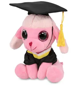 PLUSH GRADUATION - SPARKLE EYES PLUSH - SMALL PINK POODLE DOG