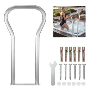 Boarding Handrail, 42.1 x 19.7 inch Swimming Pool Railing, Aluminum with Base Plate for Indoor/Outdoor Pools, Boat Safety Railing for Decks, Rust-Proof Grab Bar with Accessories for Spas Docks