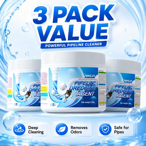 LAWEXY Pipeline Dredging Agent 3-Pack Value 260g Each Drain-Cleaning Powder for Kitchen & Bathroom Odor Control and Buildup Removal