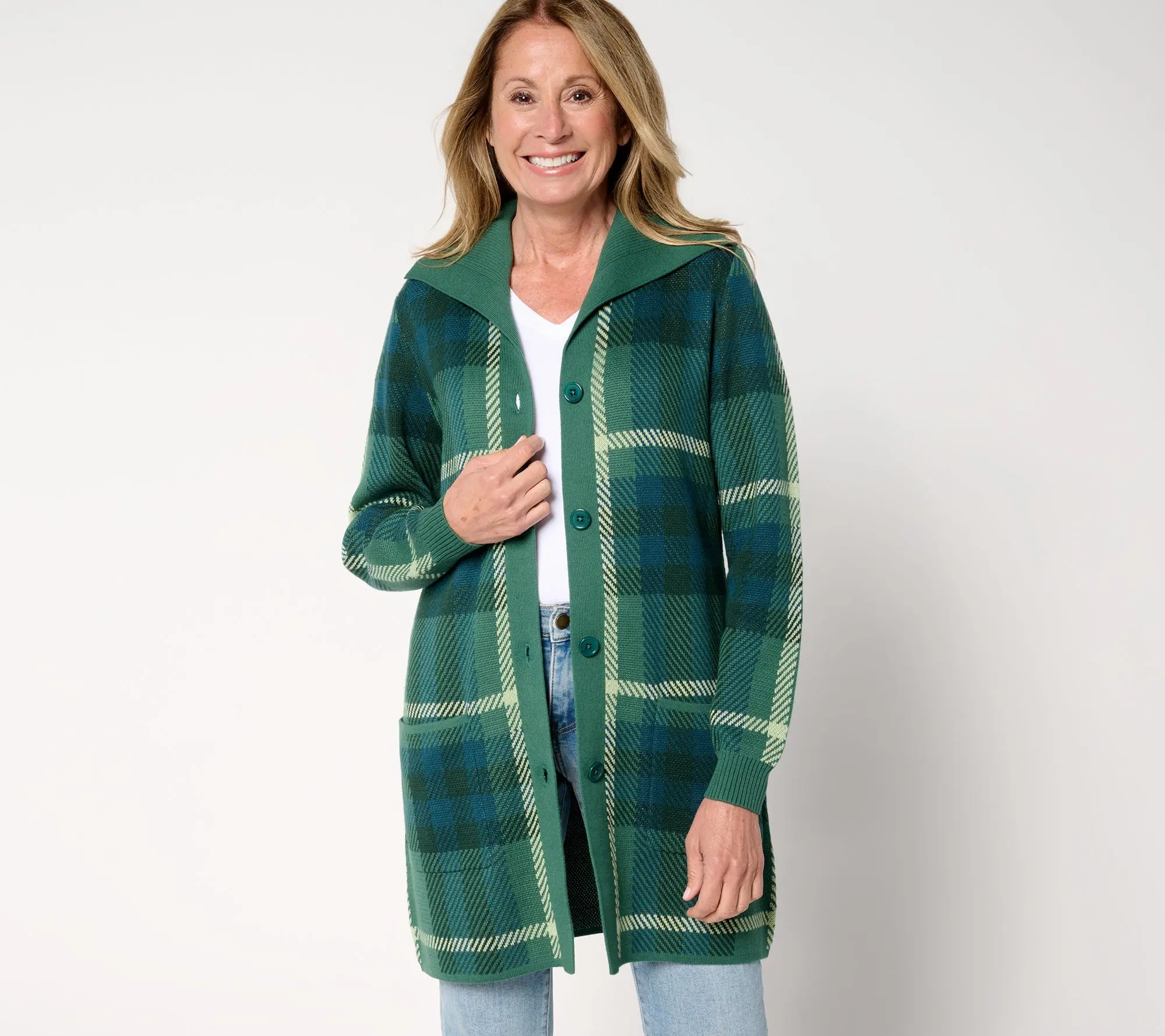 Denim & Co. Petite Button Front Sweater Tunic Cardigan Denim & Co. Petite Button Front Sweater Tunic Cardigan