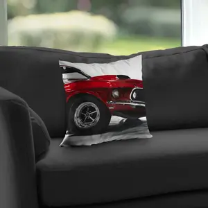 Begin Home Decor C1PT14147DYHDM 14 x 14 in. Classic Red Car Vintage Throw Pillow - Home Decor Insert