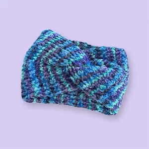 Blue Crush Hand Knit Ear Warmer - Soft and Cozy Design in Blue and Green Colors