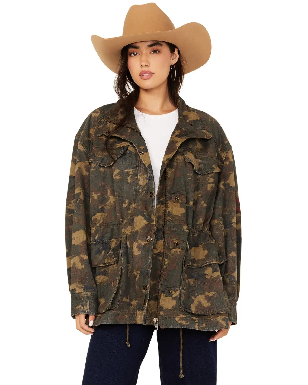 Free People Women's Arya Utility Camo Print Jacket - Ob2008189-Olv Free People Women's Arya Utility Camo Print Jacket - Ob2008189-Olv