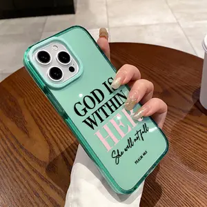 Phone Case for iPhone 17 16 Plus 15 Pro Max 14 13 12 11 God is within her Pattern Non-Yellowing Shockproof Soft Silicone Transparent Cover