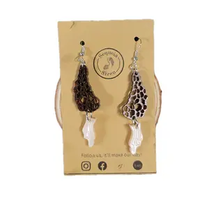 Morel Mushroom Earrings - Mycology and Cottage Core Statement Earrings for Moss Girls and Forest vibes