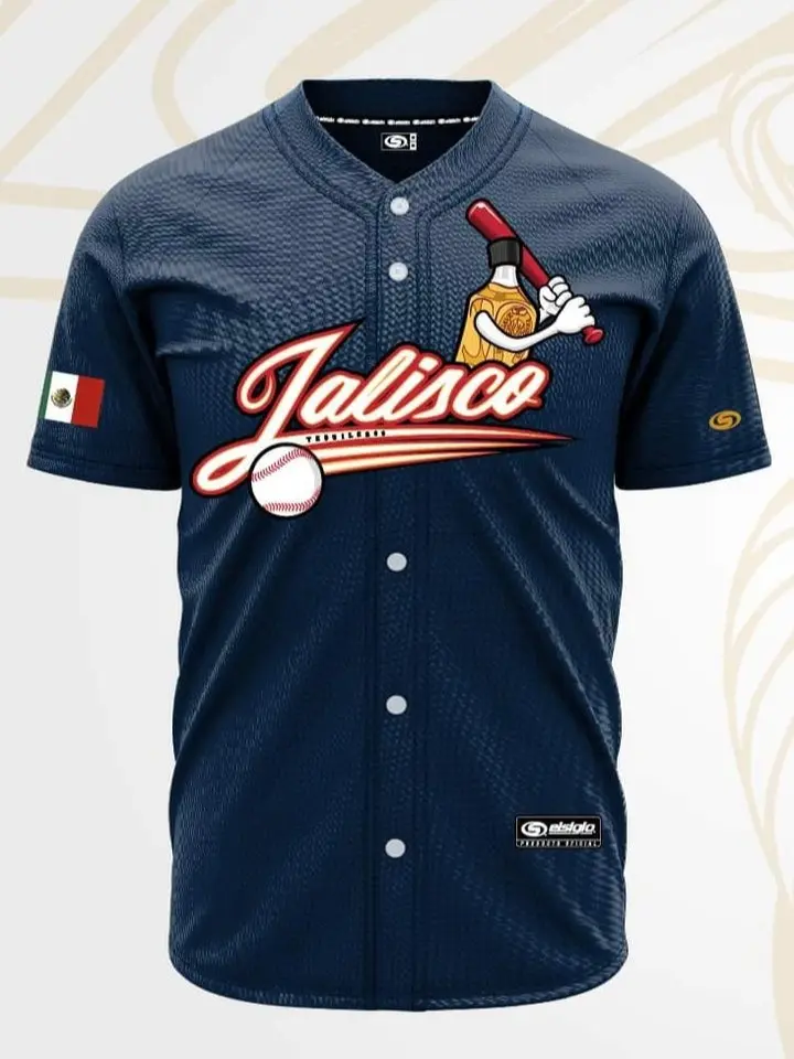 De Jalisco (Navy) (Tequileros) Breathable Jersey - Unisex Fitted Design for Baseball & Softball, Machine Washable, Suitable for Men and Women