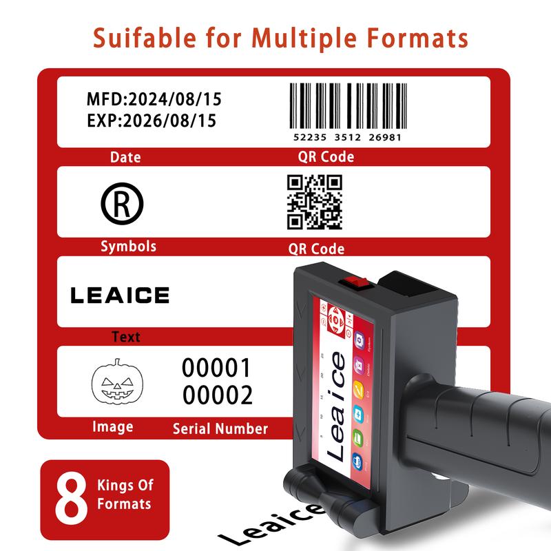 Handheld Inkjet Printer, 0.5 Inch Nozzle, Portable Inkjet Printer Gun for Text QRCode Barcode Production Date Time Logo Batch Number Print on Metal Wood Glass Cloth Carton Plastic