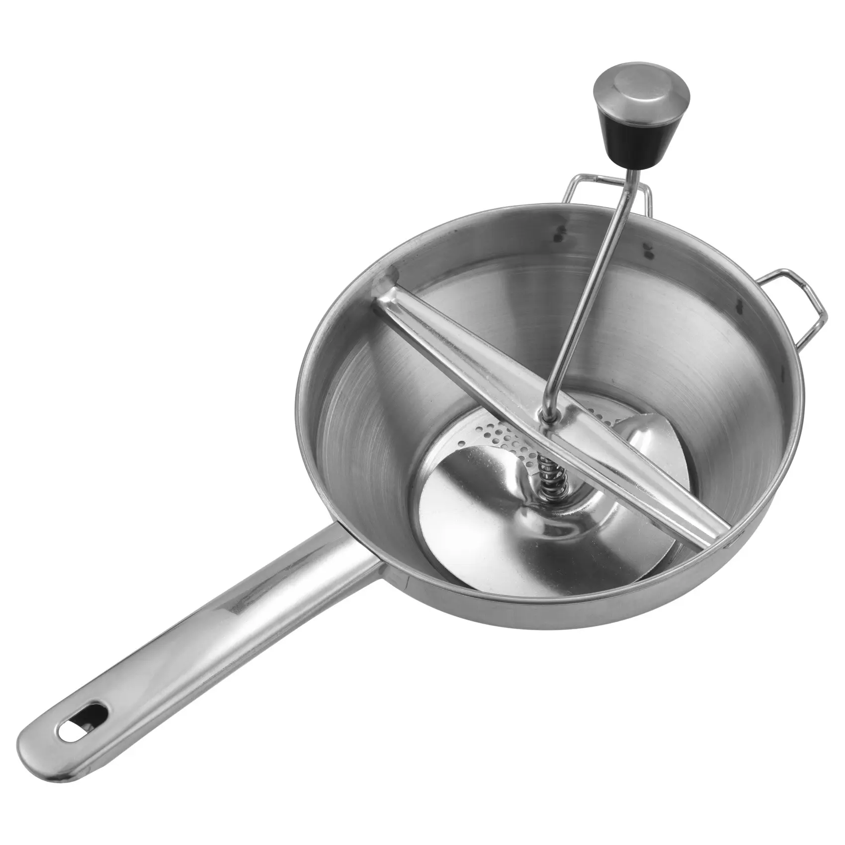 Stainless Steel Rotary Food Mill with 19.5cm Smooth Bowl, Multifunction Fruit-Vegetable Grinding Handles, Creative Home Cooking Utensils for Tomato Puree, Soups