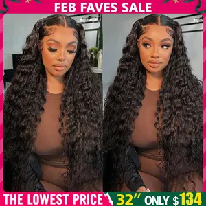 Bling Hair 36inch 38inch Deep Wave 13x6 Lace Frontal Wig Deep Curly Human Hair Wigs For Women Brazilian 13x4 Water Wave Lace Front Wig Pre Plucked Brazilian 13x4 Water Wave Lace Front Wig Pre Plucked