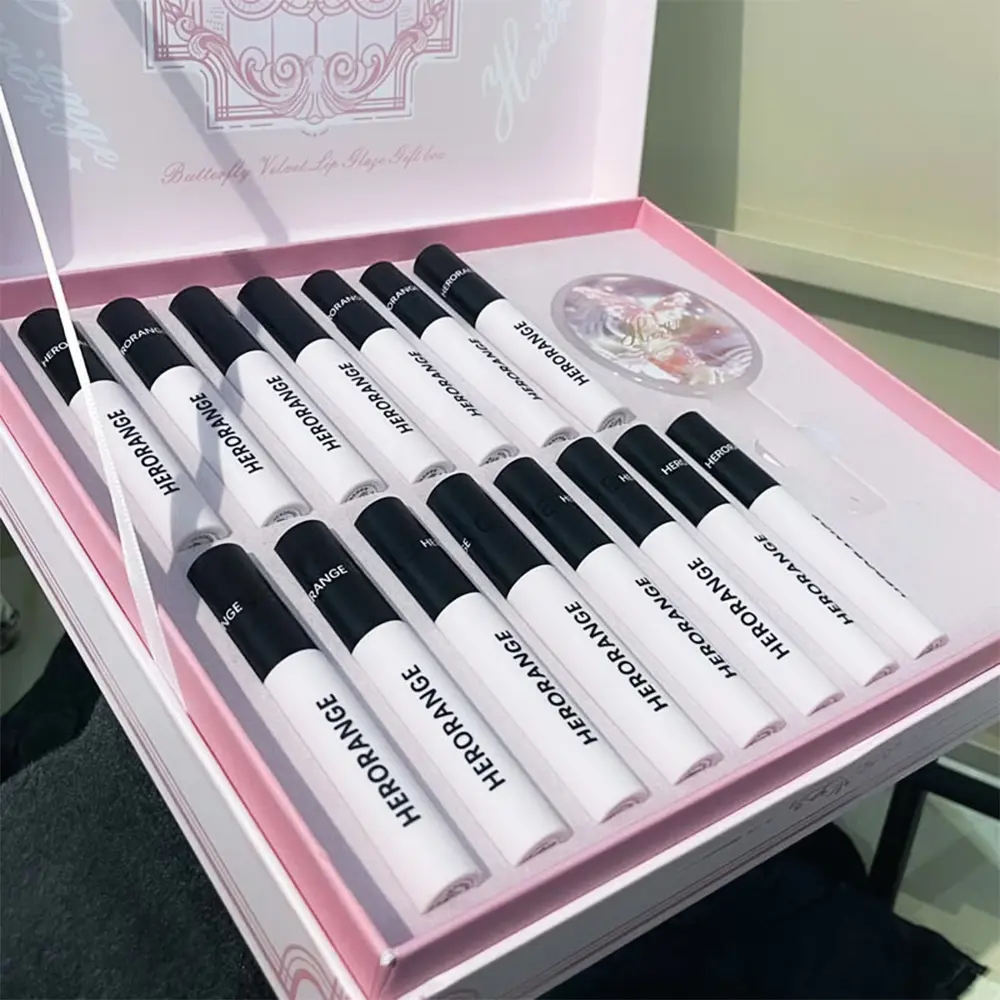 HERORANGE 15-Piece Velvet Matte Liquid Lipstick Kit | Waterproof & Smudge-Proof!  Long-Lasting High-Pigment Nude Shades with Non-Drying Formula. Limited Set with Mirror. Perfect Gift for Valentine's, Halloween & Christmas 。