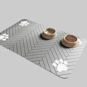 Non-Slip Rubber Pet Mat - Absorbent Dark Pad for Ultimate PetComfort #MessFreeMealtime #PetMatProtection #FurryFriendFeeding