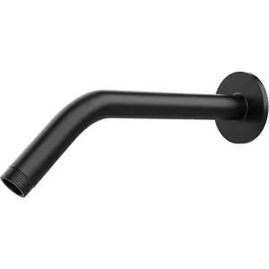 Shower Arm with Flange, 8 in Wall Mount Replacement Angle Shower  Extension Pipe Arm for For Fixed Shower  & Handheld Showerhead (Matte Black 8 IN)