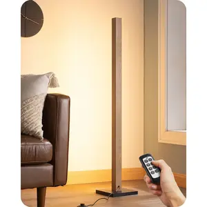 EDISHINE 46 Slim Wood Corner Floor Lamp with Remote Control