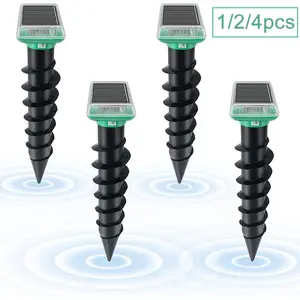 Spiral rod type solar-powered rodent repellent device. Bee humming and vibration sound snake repellent device, animal expelling device. IP66 waterproof, suitable for outdoor use.