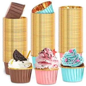 50pcs Muffin Cupcake Paper Cups Set, Oil-Resistant High Temperature Resistant, Perfect for Baking Supplies Kit, Christmas, Halloween, Birthday Parties