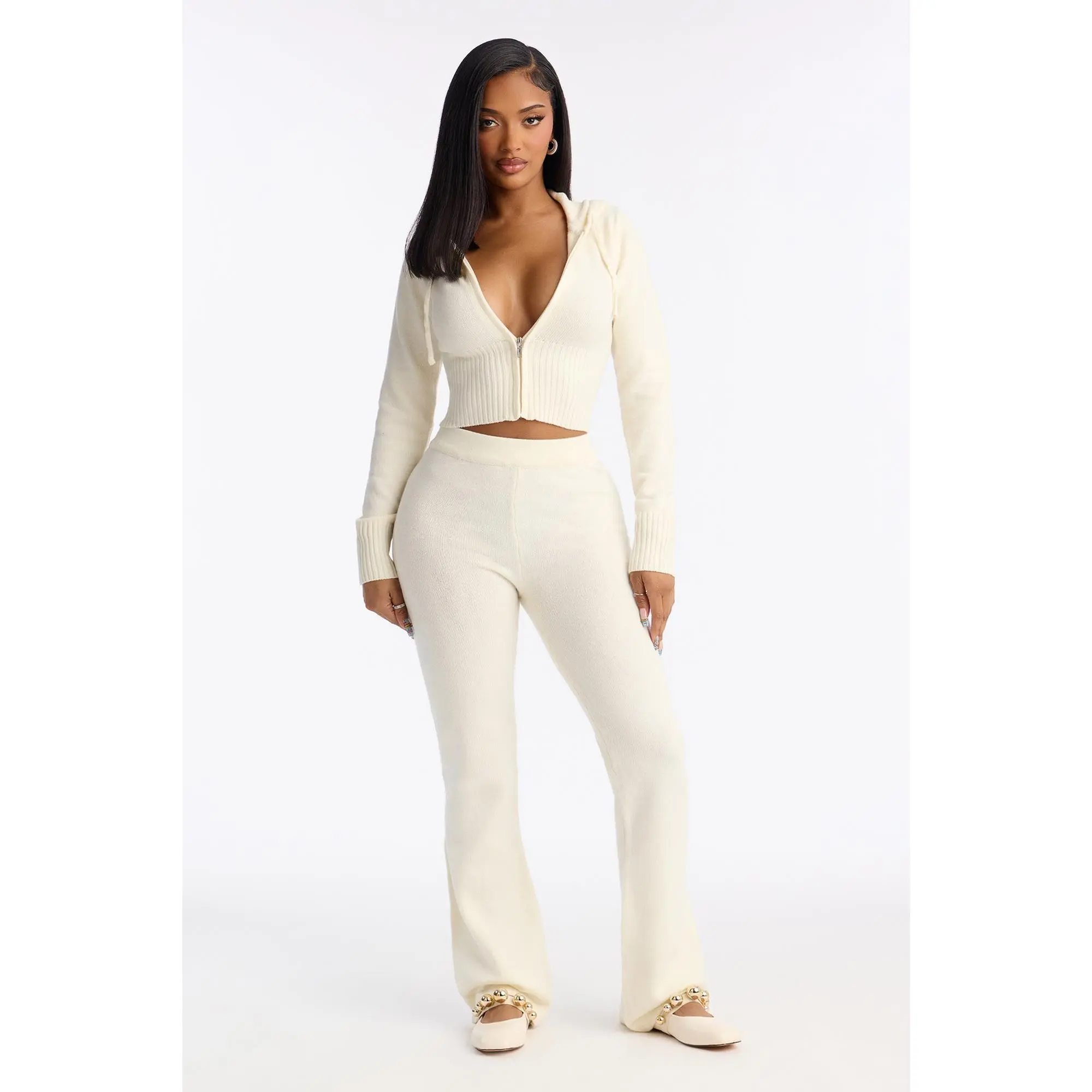 CozyCash Sweater Pant Set - Ivory