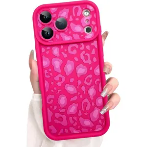 Case Compatible with iPhone 17 Pro Max Leopard Printed Pattern Cute Cheetah Phone Case Soft TPU Shockproof Protective Cover Designed for iPhone 17 Pro Max 6.9 Inch Hot Pink