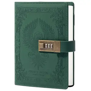 Phoenix Journal Notebook with Lock, Vintage Leather Locked Diary, B6 Travel Refillable Ruled Lined Writing Paper, Secret Password Gift Diary for Women Girls Boys