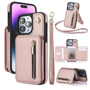 Case for iPhone 17 Pro Max 16 15 14 13 12 11 RFID Blocking Card Wallet Flip Stand Cover Crossbody Lanyard Strap Wristband Stand Case Screen Protector Phonecase Leather Protection Protective Smartphone #TikTokShopBacktoSchool Cash Shockproof
