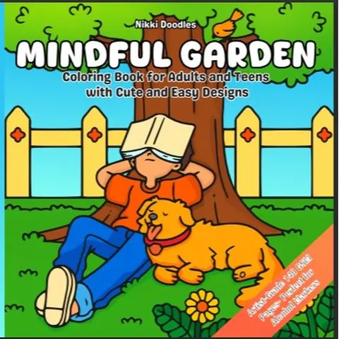 Premium Grade Adult Mindful Coloring Book - 8.5x8.5in Portable Size, 140 gsm Smooth Softcover, Bold Easy Big Designs, 80 Delightfully Cute Garden Nature Scenes (Animals, Landscapes, Flowers, Patterns), Safe Unisex Peaceful Stress Relief Book