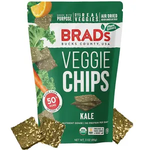 Brad’s Plant-Based - Organic Veggie Kale Chips - Healthy Snacks Delicious - High Protein & High Fiber Snacks - Low Carb - Organic Veggie On-the-Go Kale Chips - 3 Oz (Pack of 5)