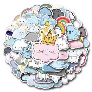 55 pcs Cloud Cute Mix Stickers Decals for Laptops Phones Phone Case Scooter Consoles Walls Luggage Case Books Journal Notebook Craft Project Party Decoration Space Smartphone Cellphone Casing